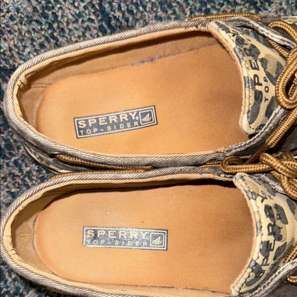 Sperry Cheetah Print Boat Shoes with Tan Accents - Picture 2 of 4